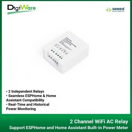 2 Channel WiFi AC Relay Support ESPHome and Home Assistant Built-in Power Meter