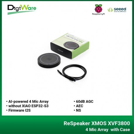 ReSpeaker XMOS XVF3800 with Case AI-powered 4 Mic Array for Clear Voice Even in Noise without XIAO ESP32-S3