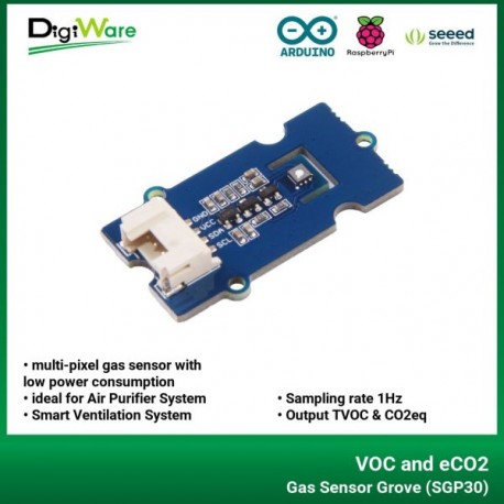 VOC and eCO2 Gas Sensor Grove (SGP30) multi-pixel gas sensor with low power consumption, ideal for Air Purifier System, Smart V