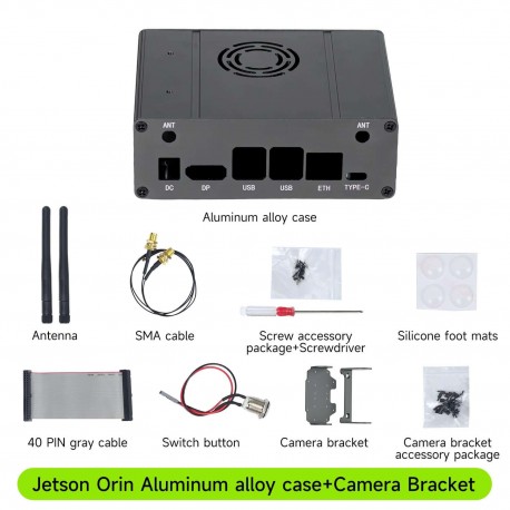 Jetson Orin Aluminum Alloy Case for Orin Nano Super/Orin NX Super with Case and Camera Bracket
