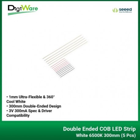 Double Ended COB LED Strip White 6500K 300mm (5 Pcs)