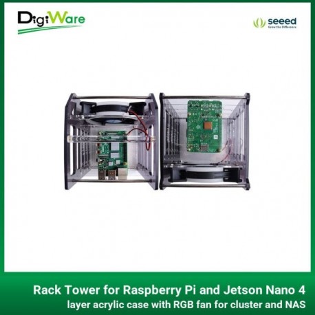 Rack Tower for Raspberry Pi and Jetson Nano 4 layer acrylic case with RGB fan for cluster and NAS