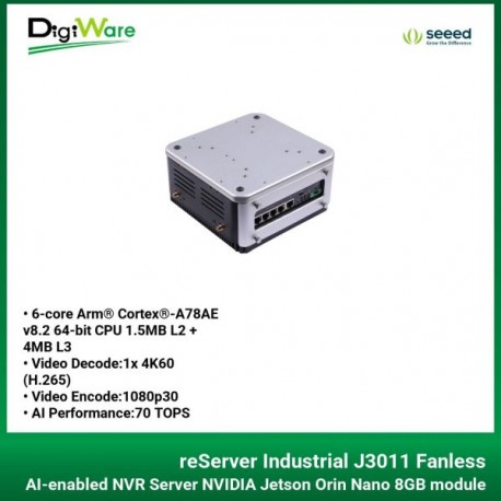 reServer Industrial J3011 Fanless AI-enabled NVR Server NVIDIA Jetson Orin Nano 8GB module