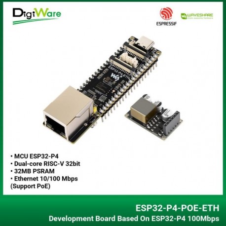 ESP32-P4-POE-ETH High Performance Development Board Based On ESP32-P4 100Mbps RJ45 Ethernet Port with PoE Module and Pre Solder