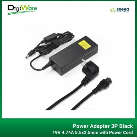 Power Adapter 3P Black 19V 4.74A 5.5x2.5mm with Power Cord
