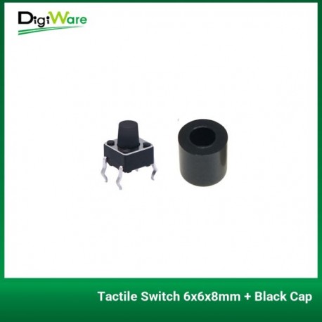 Tactile Switch 6x6x8mm + Black Cap