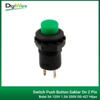 Switch Push Button Saklar On 2 Pin Bulat 3A 125V 1.5A 250V DS-427 Hijau