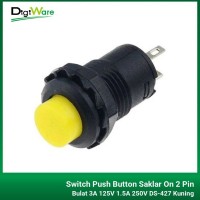 Switch Push Button Saklar On 2 Pin Bulat 3A 125V 1.5A 250V DS-427 Kuning