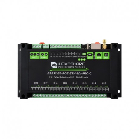 Industrial 8-Channel ESP32-S3 WiFi Relay Module Onboard CAN Interfce Multiple Isolation Protection Circuits PoE Ethernet Port
