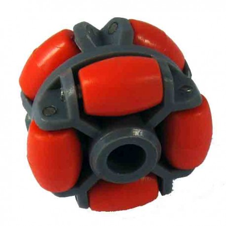 Roda Omni Wheel Plastik 40mm Double Merah Abu