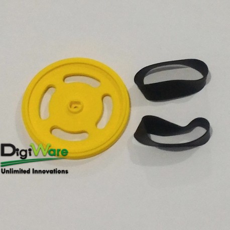 Plastic Wheel for Gear Motor Yellow with 2pcs Rubber Traction Band