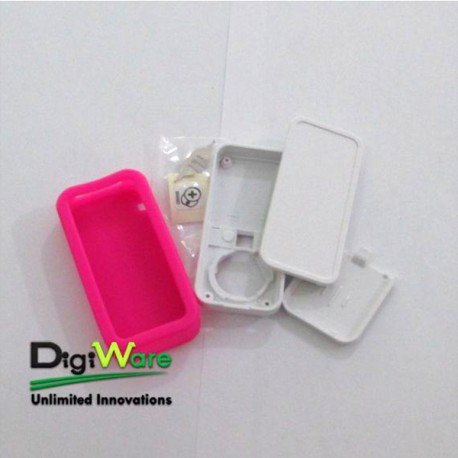 Plastic Case White Pink 38.6x15.5x78.6mm with Battery Compartment