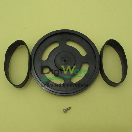 Plastic Wheel for Gear Motor Black with 2pcs Rubber Traction Band