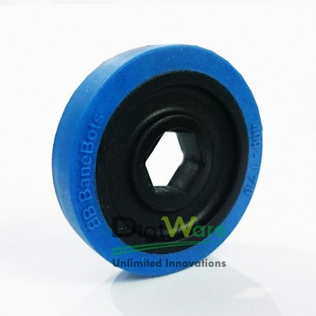 BaneBots Wheel, 1-7/8&quot x 0.4&quot, 1/2&quot Hex Mount, 50A, Black/Blue T40P-195BA-HS4