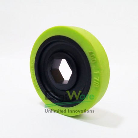 BaneBots Wheel, 1-7/8&quot x 0.4&quot, 1/2&quot Hex Mount, 30A, Black/Green T40P-193BG-HS4