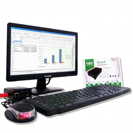 Paket Raspberry Pi 3B+ Mini PC Feno Monitor 15.6 inch Keyboard Mouse